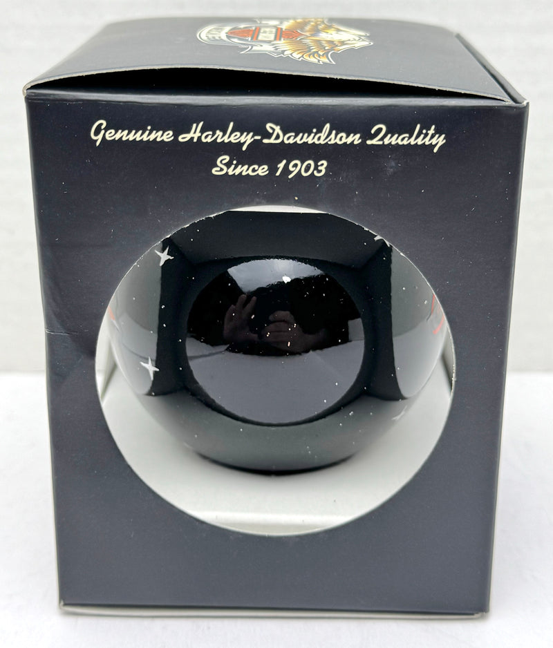 2005 Harley Davidson Ball Glass Seasons Greetings Ornament 97013-06V Black   - TvMovieCards.com