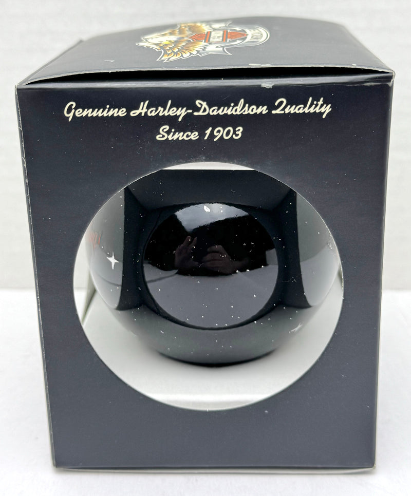 2005 Harley Davidson Ball Glass Seasons Greetings Ornament 97013-06V Black   - TvMovieCards.com