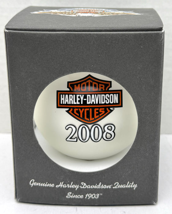 2008 Harley Davidson Ball Glass North Pole Dealership Ornament 96992-09V White   - TvMovieCards.com