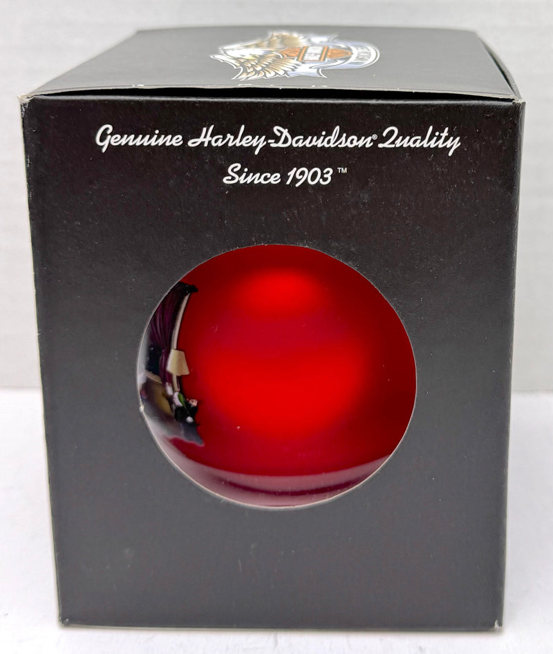 2009 Harley Davidson Ball Glass Happy Holiday Santa Ornament 96890-10V Red   - TvMovieCards.com