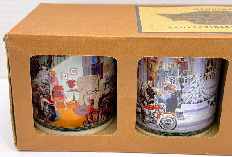 2002 Harley Davidson Motorcycles "Holiday Tradition" Collector Mug Set of 4   - TvMovieCards.com