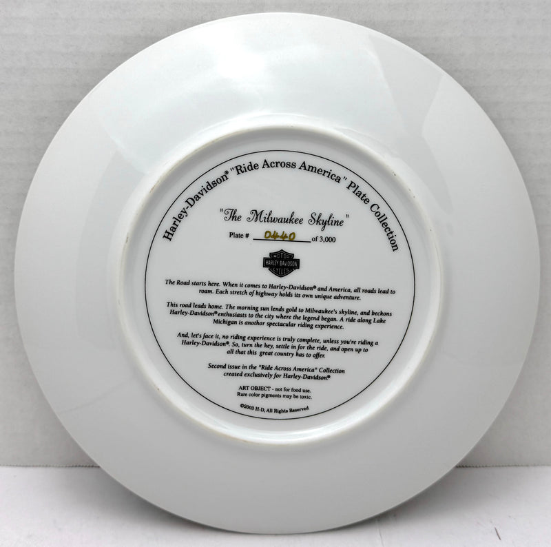 2003 Harley Davidson Motorcycles "The Milwaukee Skyline" Collector Plate 96938-0 - TvMovieCards.com