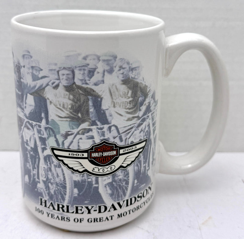 2003 Harley Davidson 100th Anniversary White Painted Racer 15oz Cup 97910-02V   - TvMovieCards.com