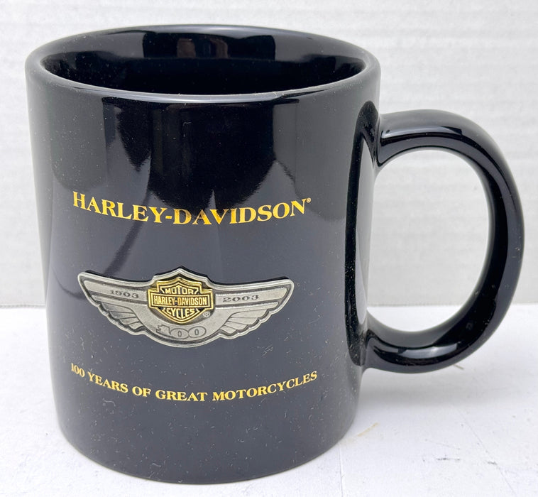 2003 Harley Davidson 100th Anniversary Medallion Large Black 19oz Cup 97909-02V   - TvMovieCards.com