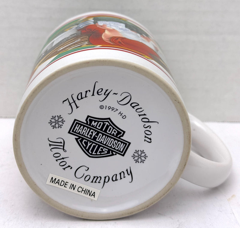 1997 Harley Davidson Motorcycles Christmas Kid Sitting on Santas Lap Coffee Mug   - TvMovieCards.com