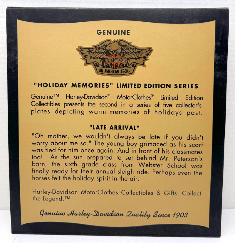 1995 Harley Davidson Holiday Memories "Late Arrival" Collector Plate 99415-96z   - TvMovieCards.com