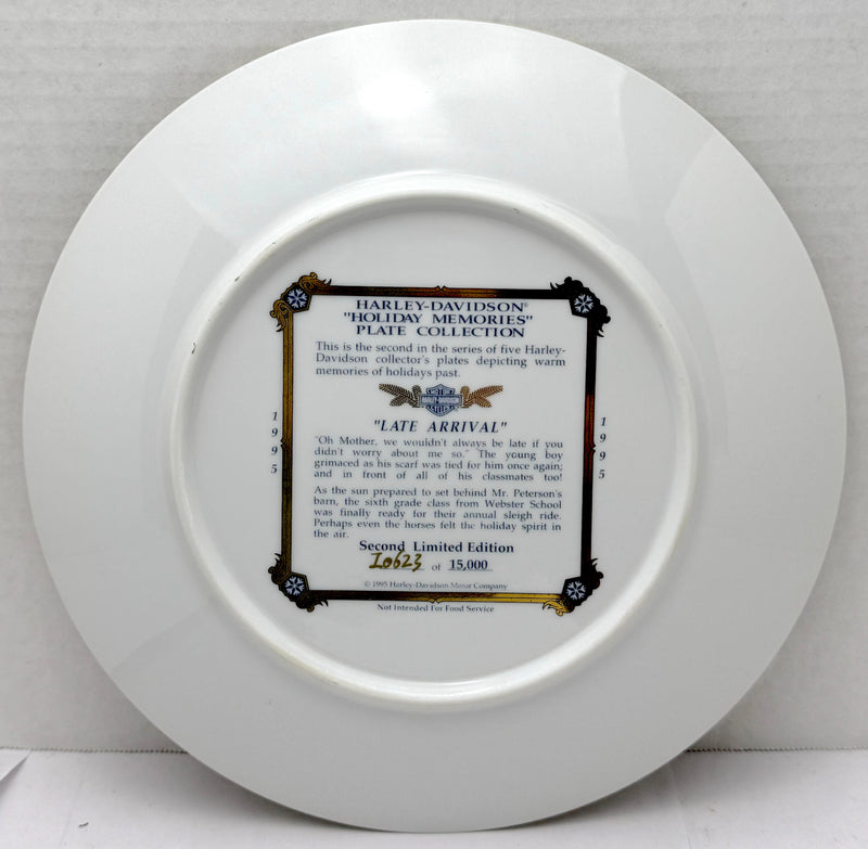 1995 Harley Davidson Holiday Memories "Late Arrival" Collector Plate 99415-96z   - TvMovieCards.com