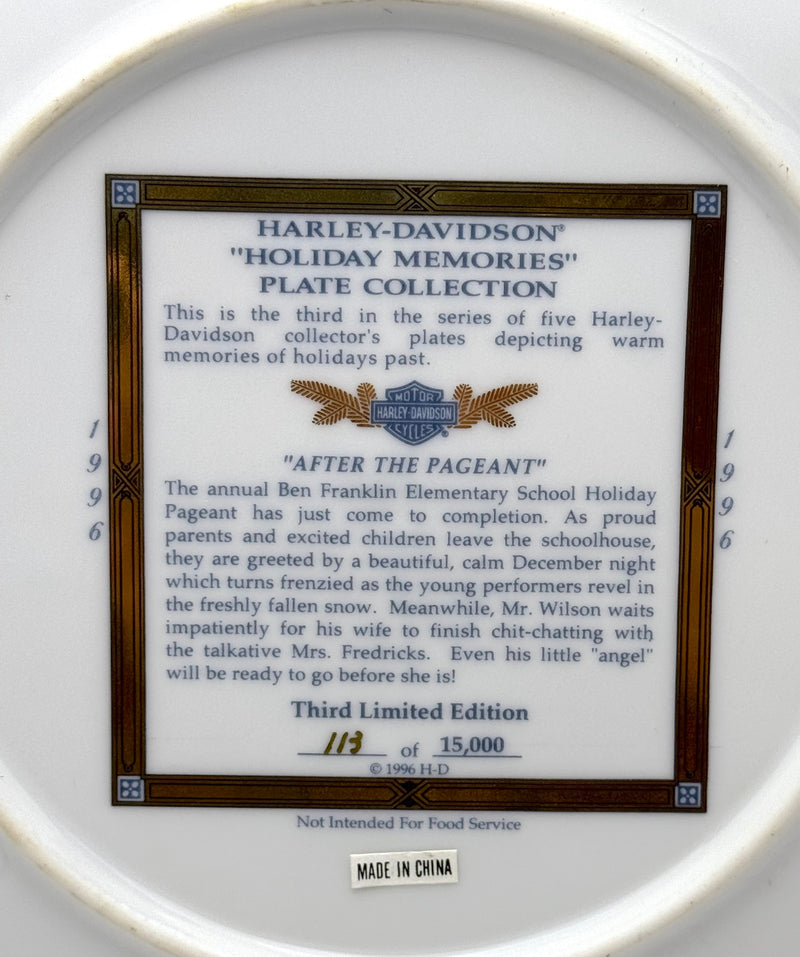 1996 Harley Davidson Holiday "After the Pageant" Collector Plate 99933-97z   - TvMovieCards.com