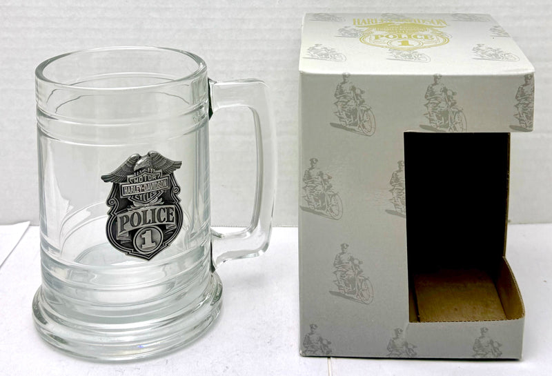 1993 Harley Davidson Motorcycles Police 1 Glass & Pewter Beer Stein Mug   - TvMovieCards.com