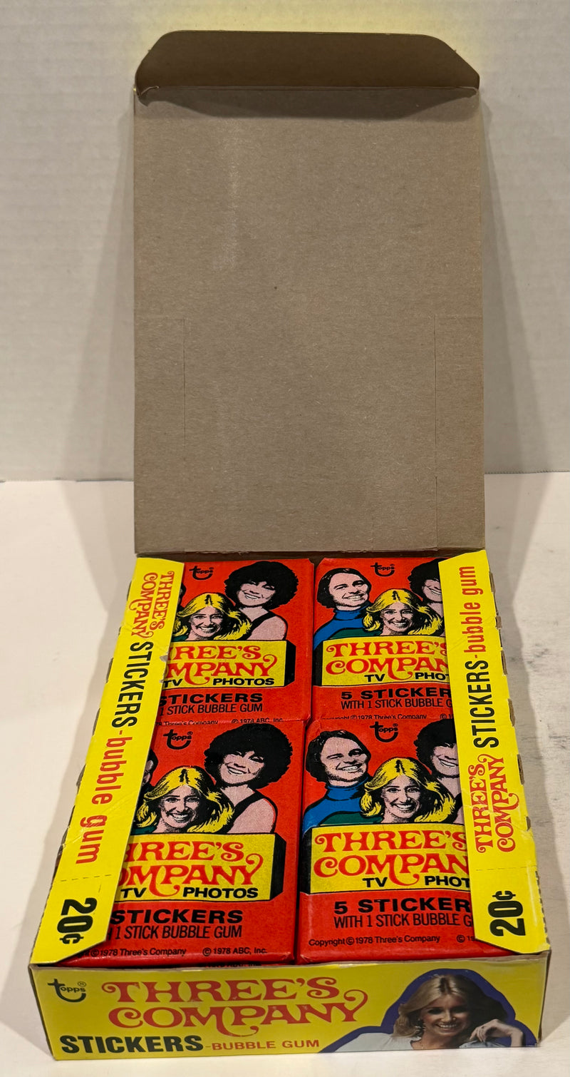 1978 Topps Three's Company Vintage FULL 36 Pack Sticker Trading Card Box - TvMovieCards.com