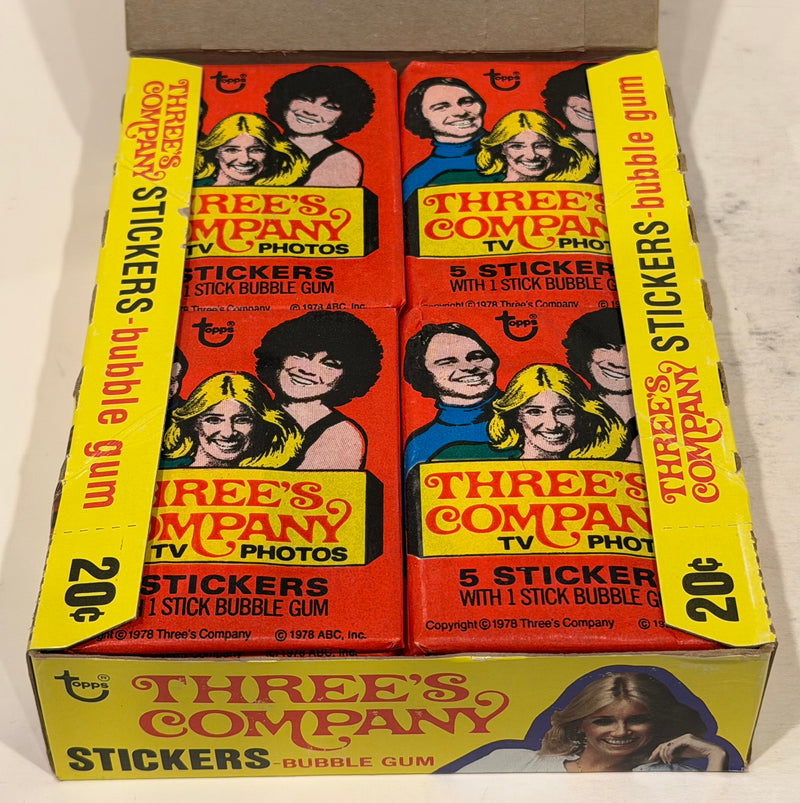 1978 Topps Three's Company Vintage FULL 36 Pack Sticker Trading Card Box - TvMovieCards.com