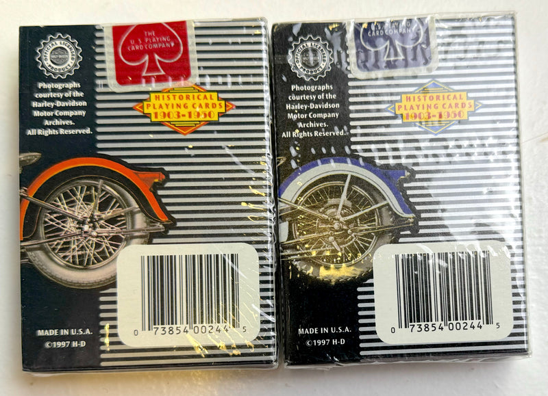 1997 Harley Davidson Historical Playing Card Decks (2) 52 Card Decks 1903-1950   - TvMovieCards.com