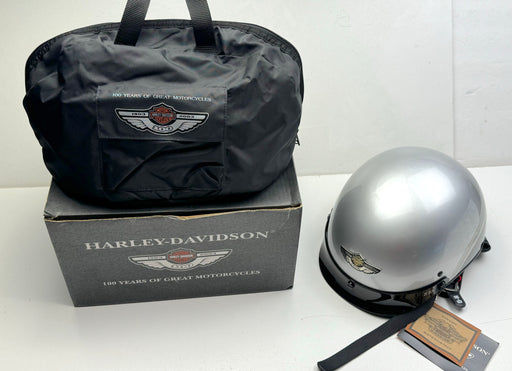 Harley Davidson 100th Anniversary 1/2 Helmet Silver/Black 97104-03 XX-Large   - TvMovieCards.com
