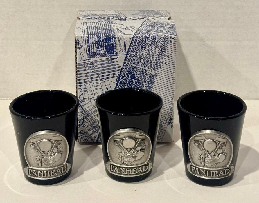1992 Harley Davidson Fine Pewter Shot Glass Set of 3 Panhead Engine Series - TvMovieCards.com
