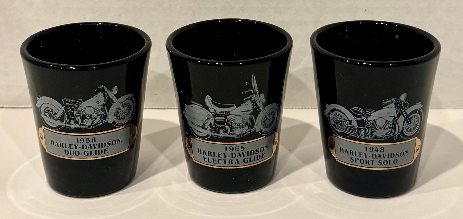 1992 Harley Davidson Fine Pewter Shot Glass Set of 3 Panhead Engine Series - TvMovieCards.com