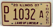 2007 Illinois Dealer Dealership License Plate DL 1032A Trailer   - TvMovieCards.com