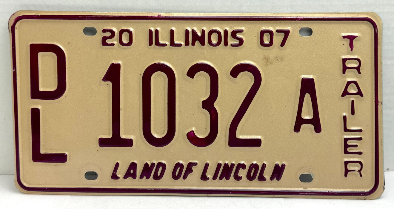 2007 Illinois Dealer Dealership License Plate DL 1032A Trailer   - TvMovieCards.com