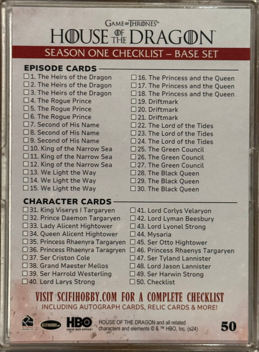 2024 House of the Dragon Season 1 Complete Base Card Set of 50 Cards - TvMovieCards.com
