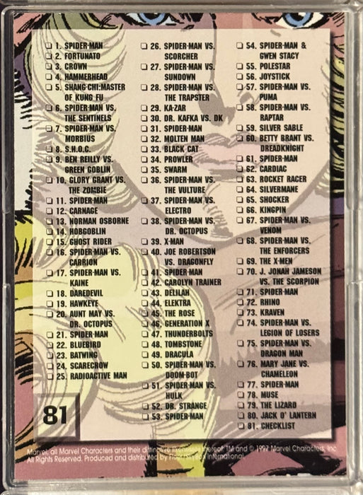 1997 Fleer Ultra Spider-Man Red Foil Complete Parallel Trading Card Set 81/81 - TvMovieCards.com