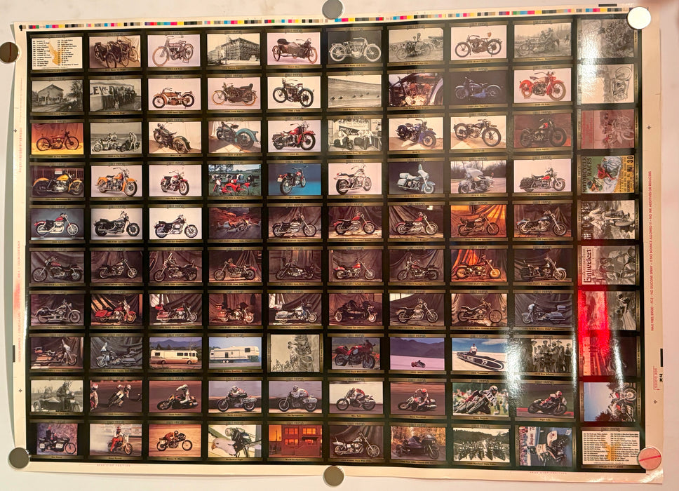 1993 Harley Davidson Series 3 Collector Card 100 Card UNCUT Sheet 26x36"   - TvMovieCards.com