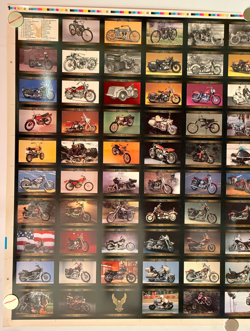 1992 Harley Davidson Series 1 Collector Card 100 Card UNCUT Sheet 26x36"   - TvMovieCards.com