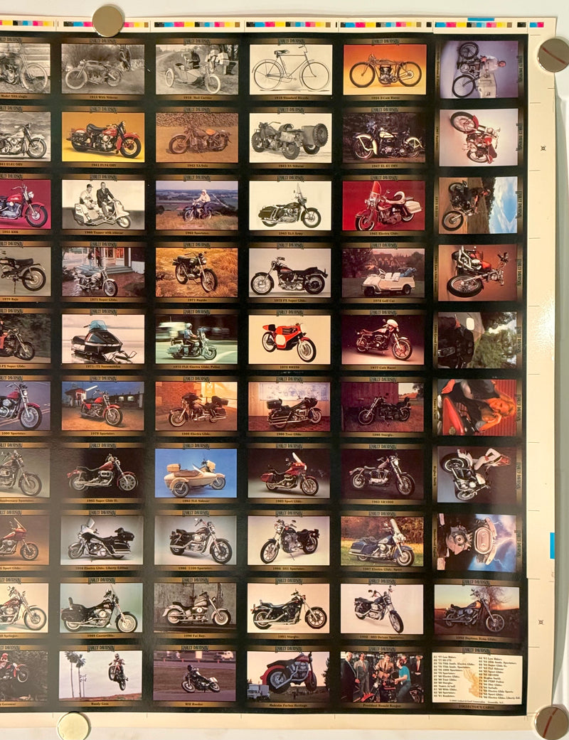 1992 Harley Davidson Series 1 Collector Card 100 Card UNCUT Sheet 26x36"   - TvMovieCards.com