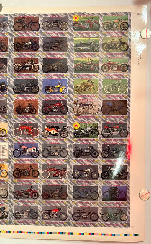 1992 American Vintage Cycles Series I 100 Card UNCUT Sheet 28x40" Champs   - TvMovieCards.com