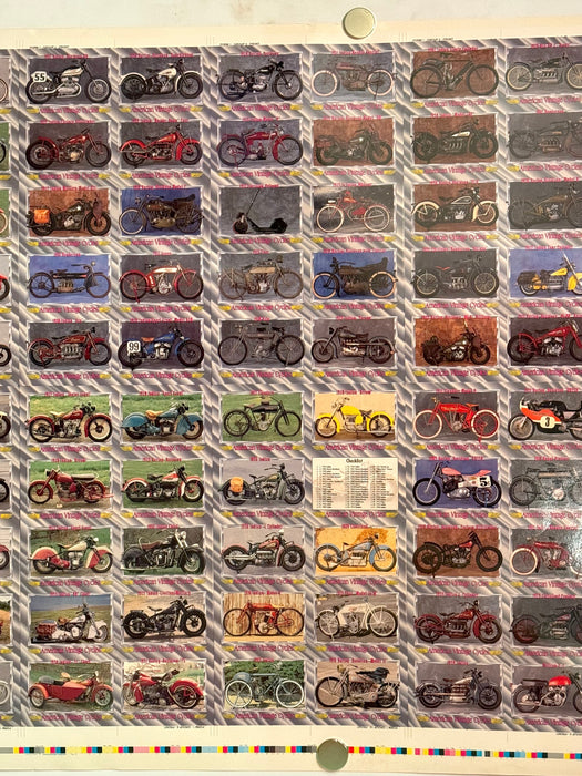 1992 American Vintage Cycles Series I 100 Card UNCUT Sheet 28x40" Champs   - TvMovieCards.com