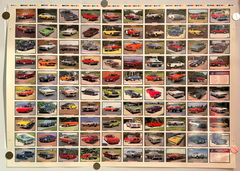 1992 Musclecars Collector Card 100 Card UNCUT Sheet 26x36 Collect A Card   - TvMovieCards.com