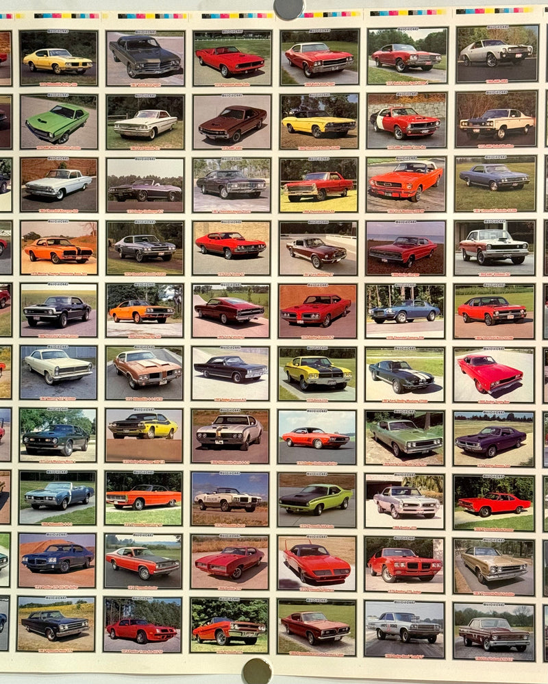 1992 Musclecars Collector Card 100 Card UNCUT Sheet 26x36 Collect A Card   - TvMovieCards.com