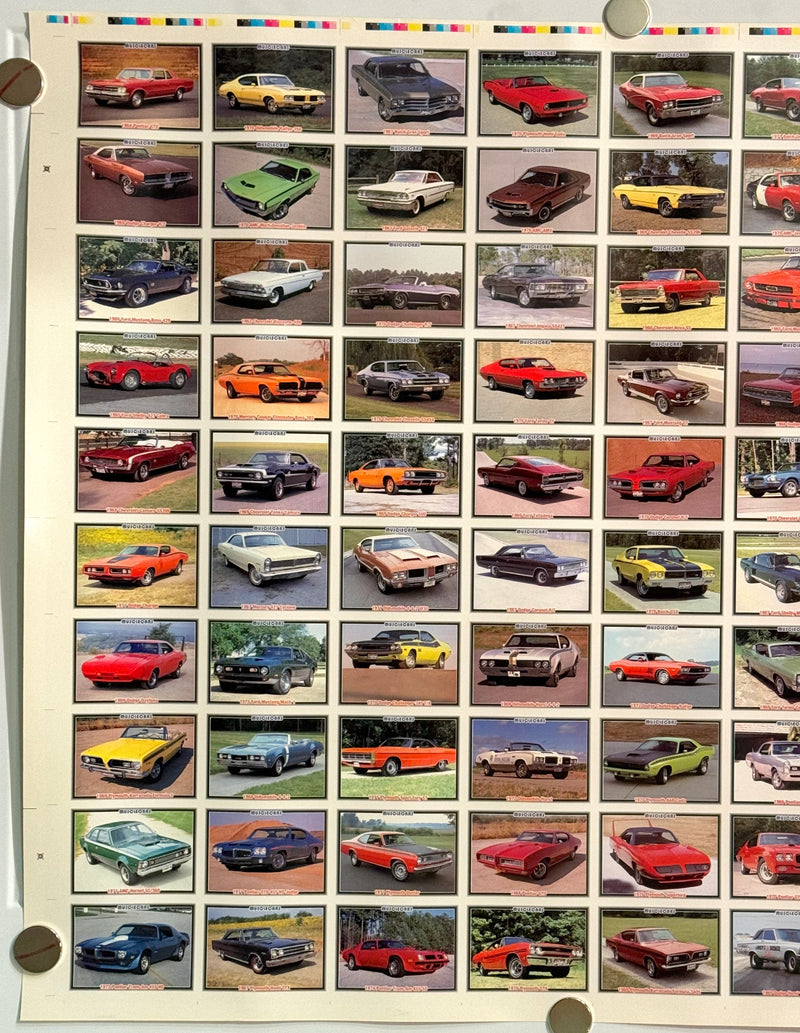 1992 Musclecars Collector Card 100 Card UNCUT Sheet 26x36 Collect A Card   - TvMovieCards.com