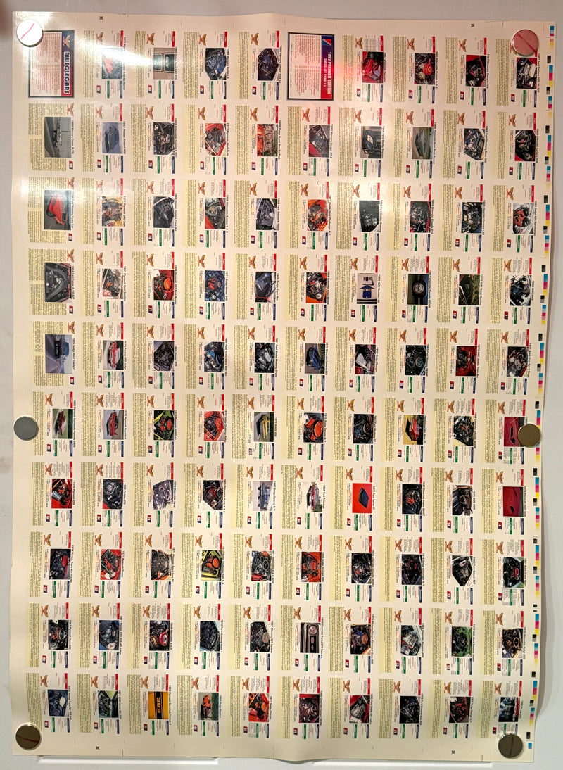 1992 Musclecars Collector Card 100 Card UNCUT Sheet 26x36 Collect A Card   - TvMovieCards.com