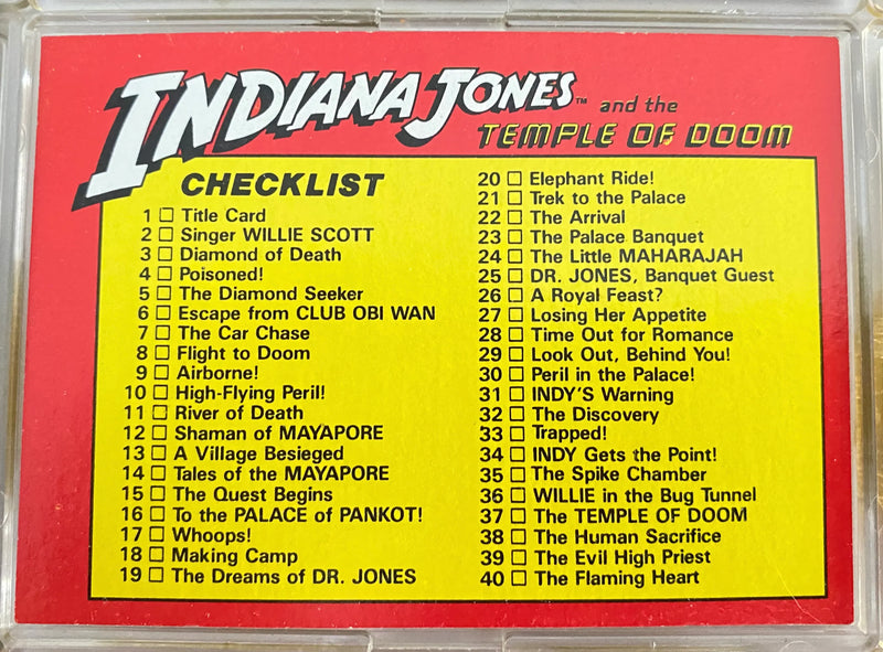 1984 Indiana Jones Temple of Doom Complete Trading 88 Base Card Set 11 Stickers   - TvMovieCards.com