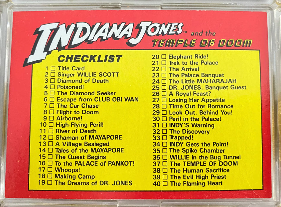 Indiana Jones Temple of Doom Complete Trading 88 Base Card Set Topps 1984   - TvMovieCards.com