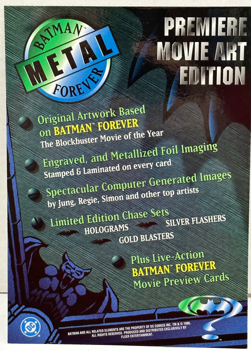 1995 Batman Forever Metal Oversized Promo Trading Card Fleer 5x7   - TvMovieCards.com