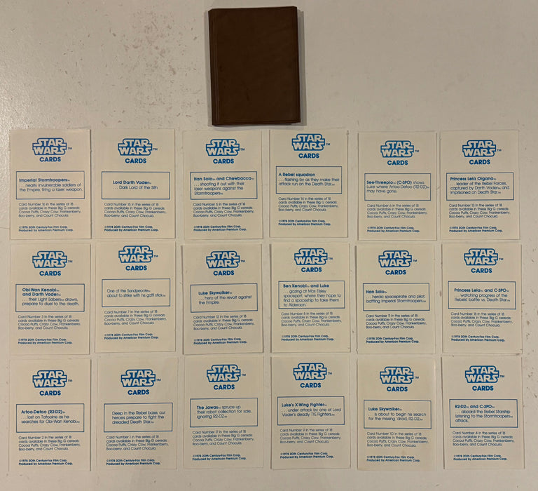 Star Wars 1978 General Mills Vintage Oversized Card Set of 18 Cards & Album