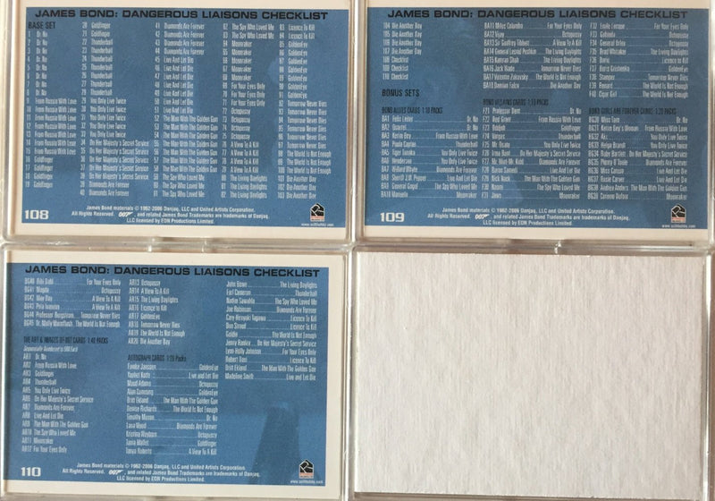 James Bond Dangerous Liaisons Base Card Set 110 Cards Rittenhouse - TvMovieCards.com