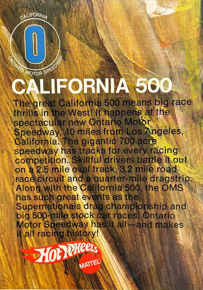 1970 Original Hot Wheels California 500 Poster Mattel Rare Ontario Motor Speedwa - TvMovieCards.com