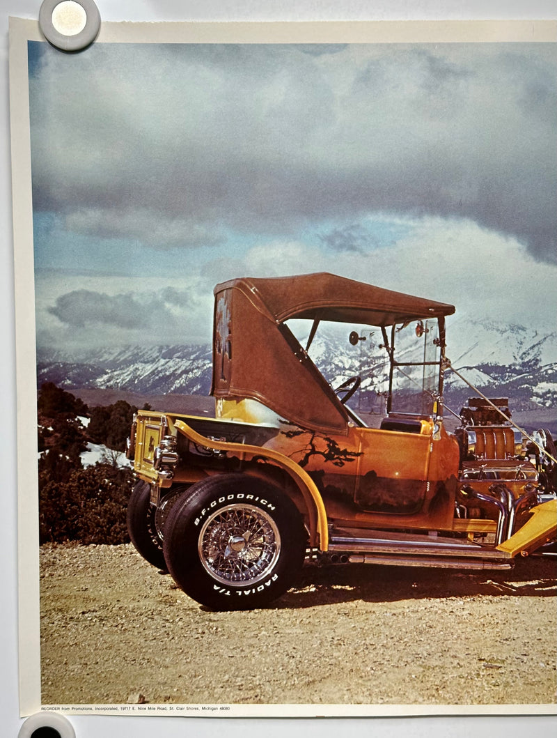 Vintage 1970s Custom Car Poster '23 Ford Altered T Roadster Pickup 16x19"   - TvMovieCards.com