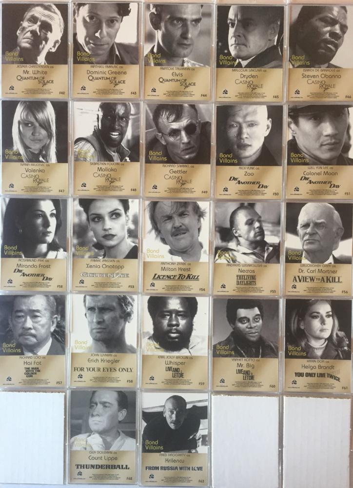 James Bond in Motion Bond Villains Chase Card Set F42- F63 22 Cards   - TvMovieCards.com