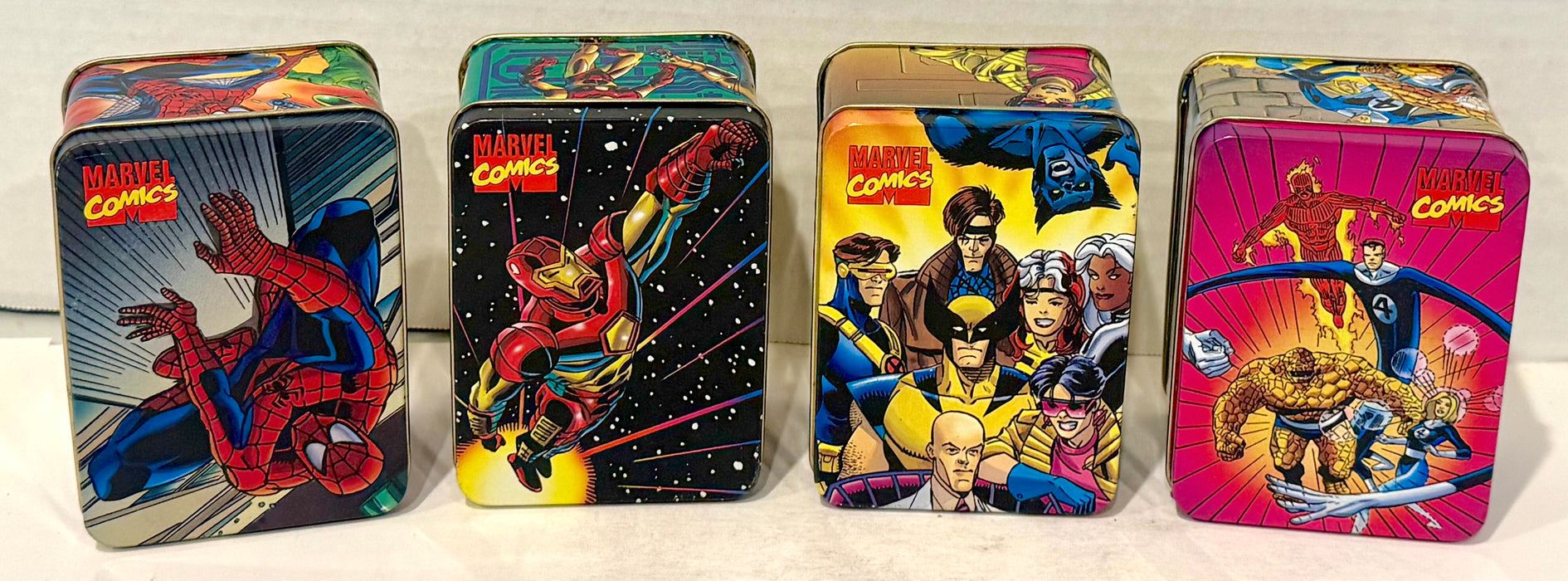 1994 Nabisco - Marvel Comics Promo Collector Stash Tins Set of 4 Iron Man X-Men