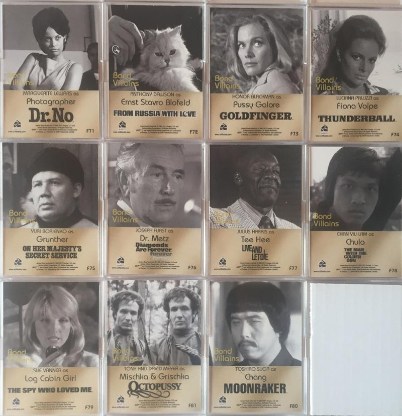 James Bond Mission Logs Bond Villains Chase Card Set 11 cards F71 - F81   - TvMovieCards.com