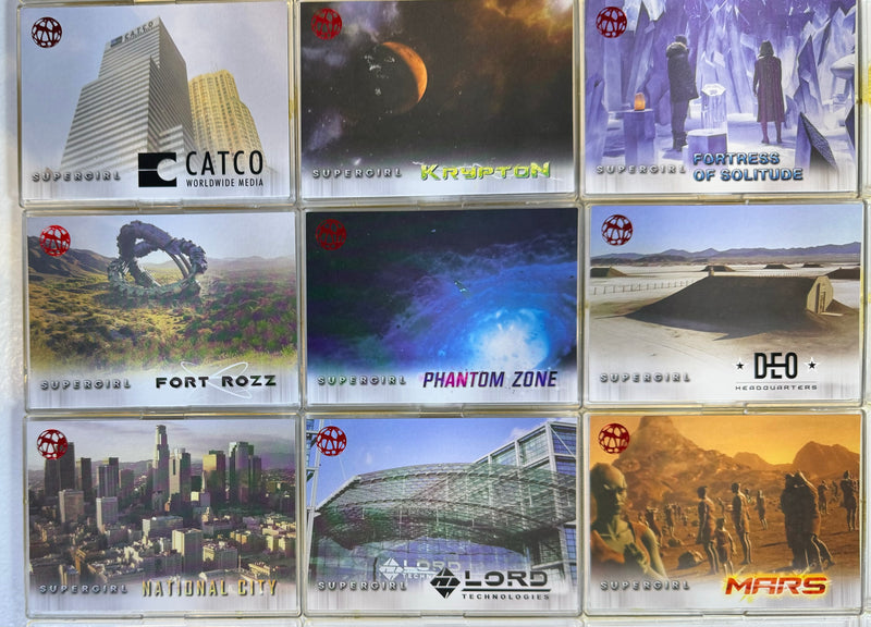 Supergirl Season 1 Red Omegahedron Deco Foil Parallel Locations Chase Set L1-L9 - TvMovieCards.com