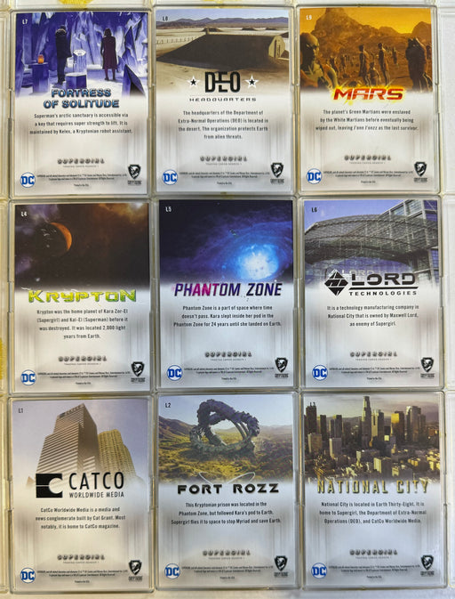 Supergirl Season 1 Red Omegahedron Deco Foil Parallel Locations Chase Set L1-L9 - TvMovieCards.com