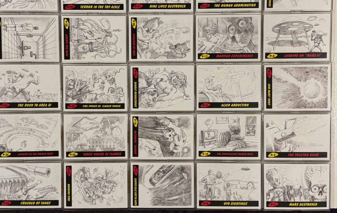 2017 Mars Attacks The Revenge! Pencil Art Trading Card Set of 55 Topps #P1-55