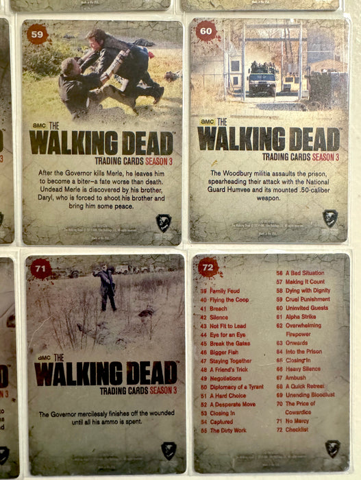 Walking Dead Season 3 Part 2 Gold Metal Variant Complete Trading Card Set of 72   - TvMovieCards.com