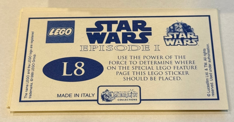 1999 Star Wars Episode I Merlin Album Sticker Card Set of 244 & L1-8 Lego Cards - TvMovieCards.com