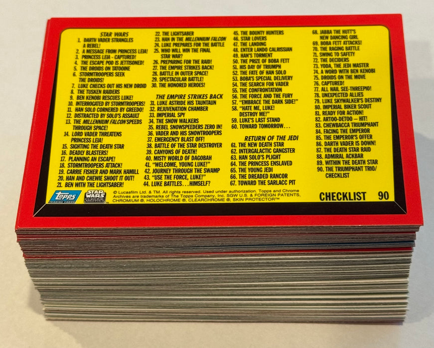 1999 Star Wars Chrome Archives Trading Card Set of 90 Cards Topps