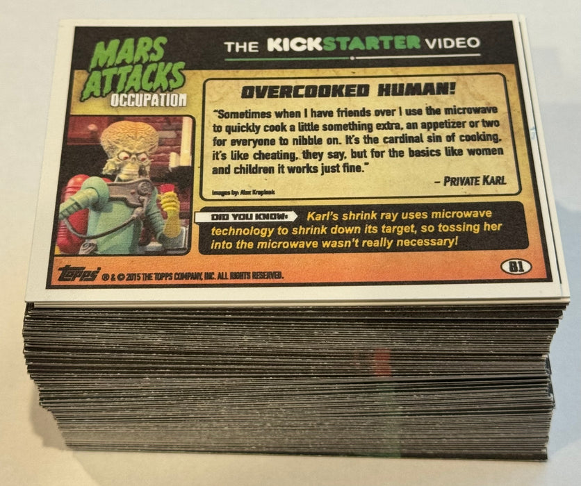 2015 Mars Attacks Occupation Complete Foil Parallel Base Trading Card Set 81/81 Topps - TvMovieCards.com