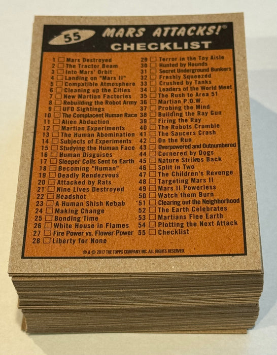 2017 Mars Attacks The Revenge! Green Parallel Trading Card Set of 55 Topps #1-55